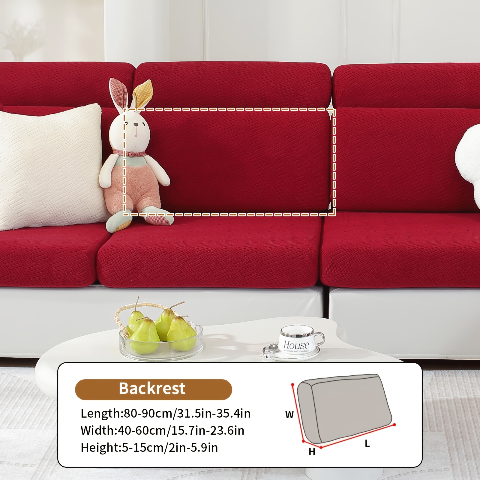 TEMU Housse de coussin extensible pour canapé, Housse de coussin de siège de canapé en jacquard, de meuble lavable pour canapé d'angle, , salon,