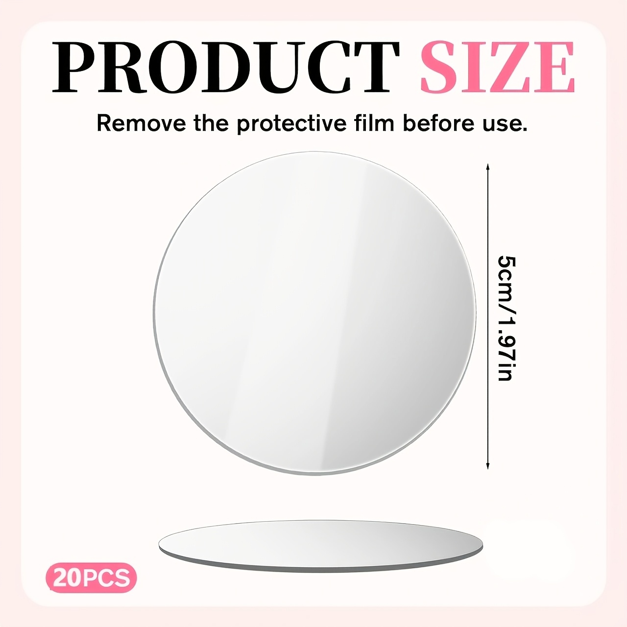 TEMU 20pcs 5cm Acrylic Round Mirror Stickers, Self-adhesive Ring Wall Mirrors, Suitable For Production, Wall Decoration And Decorative Mosaic Tiles,