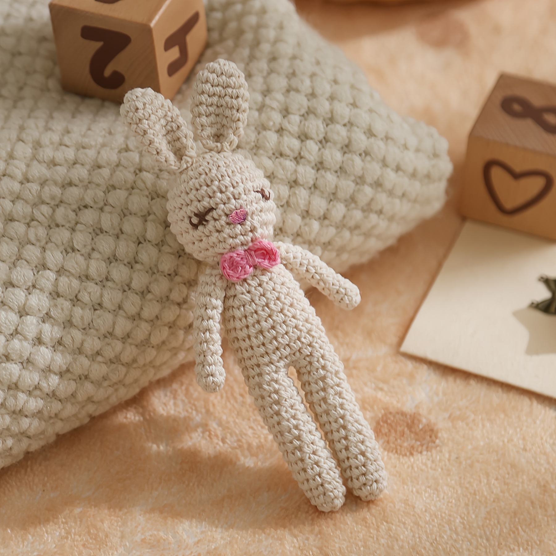 Image of Handmade Baby Ringing - Bow Tie Long Leg Rabbit Meter, Suitable For Children And Toddlers, Perfect Gift For Christmas, Halloween, Thanksgiving