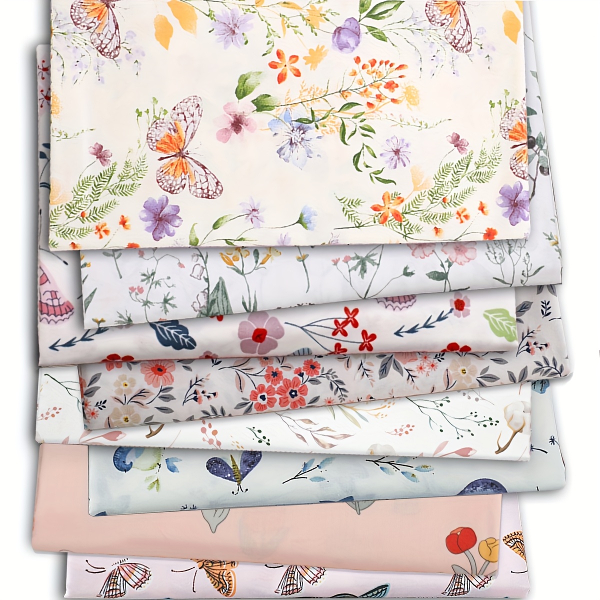Image of 8pcs/set, 19.69 X 19.69 Inches (50 X 50 Cm) Pre-cut Floral Pattern Squares, For Quilting Sewing Craft, No Repeated Designs (ditsy Floral Pattern)