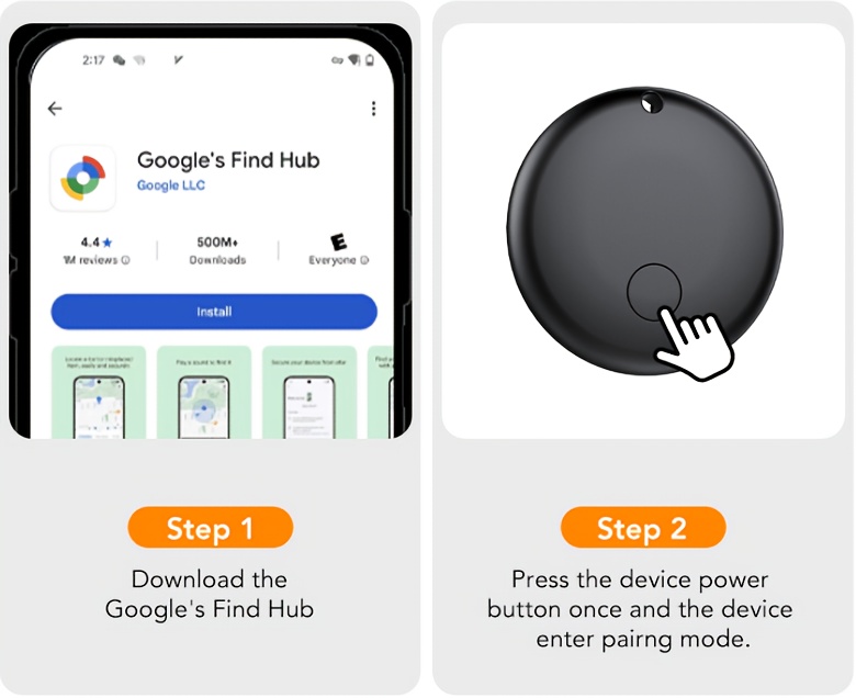 Ensemble de 4/1 pièce de traceur GPS pour véhicule, dispositif de suivi caché pour véhicule, traceur d'objet sans abonnement en utilisant Find My Smart Tag, convient aux véhicules, vélos, clés, chiens, bagages, sacs (appareils sous système Android uniquement)