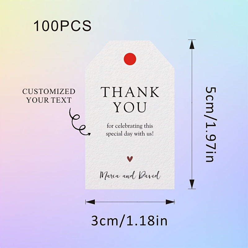 TEMU 100pcs Personalized Custom Perforated Hang Tag Labels, Customize Your Text Name And Date, Gift Hang Tags For , , Customers, Valentine's Day