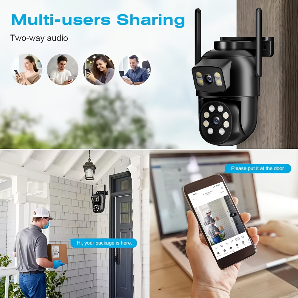 Wireless Smart Outdoor Dual Lens Security Camera, PTZ 360° View Surveillance System, AI Human Detect Camera, Color Night Vision, 2.4/5G WiFi, Auto Tracking, High Quality, Mobile App, Property Protection, Sleek Design, Durable Construction, Smart Home Device, Techsavvy Users, Camara De Vigilancia Con Seguimiento Inteligente, Street Video Surveillance Cameras, Home Surveillance Cameras, Icsee, Cameras, Outdoor Surveillance Cameras