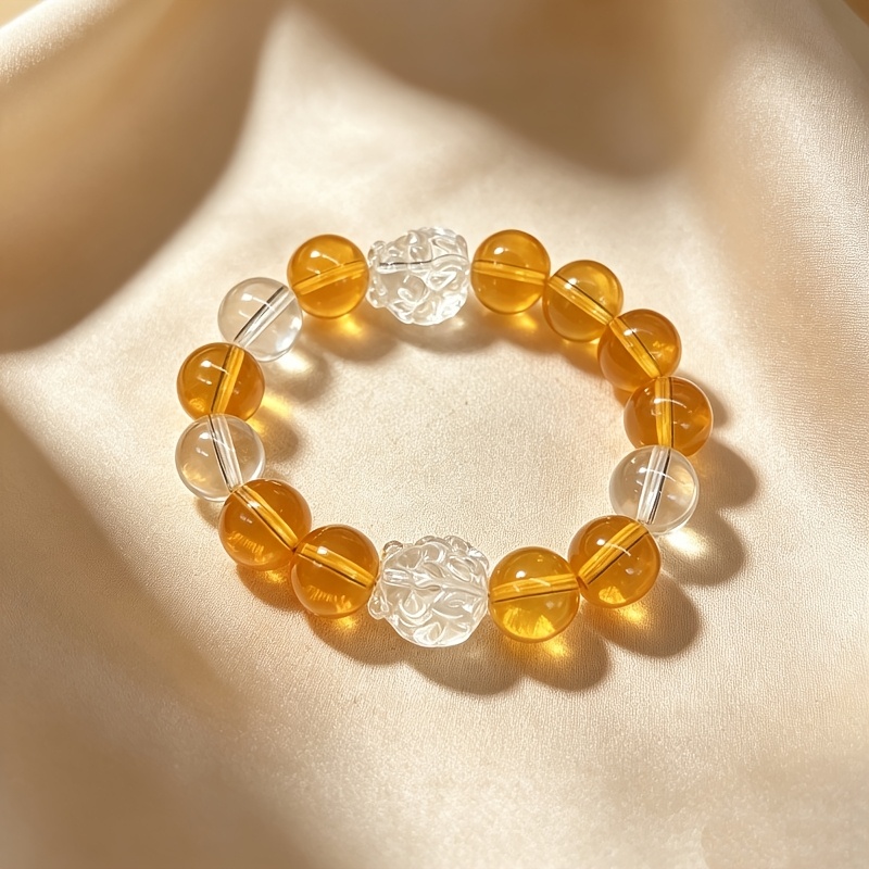 Artificial Citrine Lion Dance Bracelet, Wealth-Attracting Design