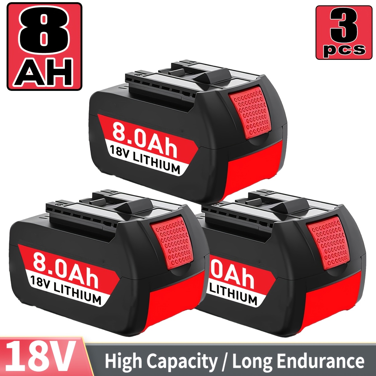 Image of 1/2/3/4/5/6 Pack 8000mah 18v Bat610 Replacement Battery For Bat618g Bat609 Bat609g Bat618 Bat619 Bat619g Bat618 Bat610g Bat610 Bat618 Bat612 Bat622 18v Battery Replacement Parts