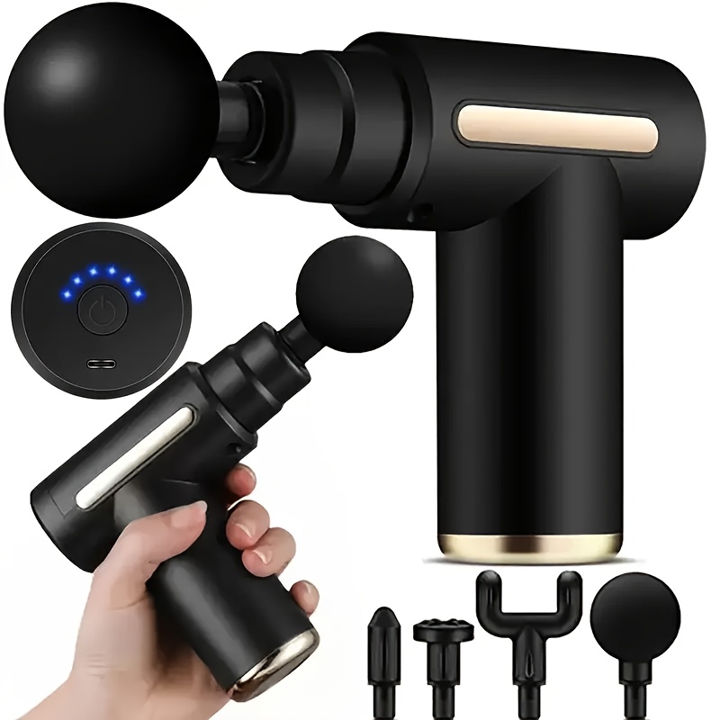 Massage Gun, Handheld Electric Deep Tissue Massager with 6 Speed Settings and 4 Interchangeable Heads - Perfect Father s Day Gift (Multiple Colors  )