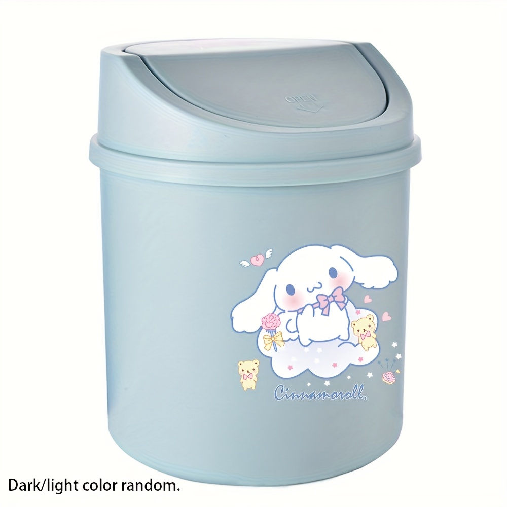 Image of 1pc Kitty Small Desktop Wastebasket, Cylindrical Desktop Wastebasket, Plastic Small Wastebasket, For Desk, Office, Coffee Bar, Easy Design, Practical Storage Wastebasket, Keep Your Bedroom And