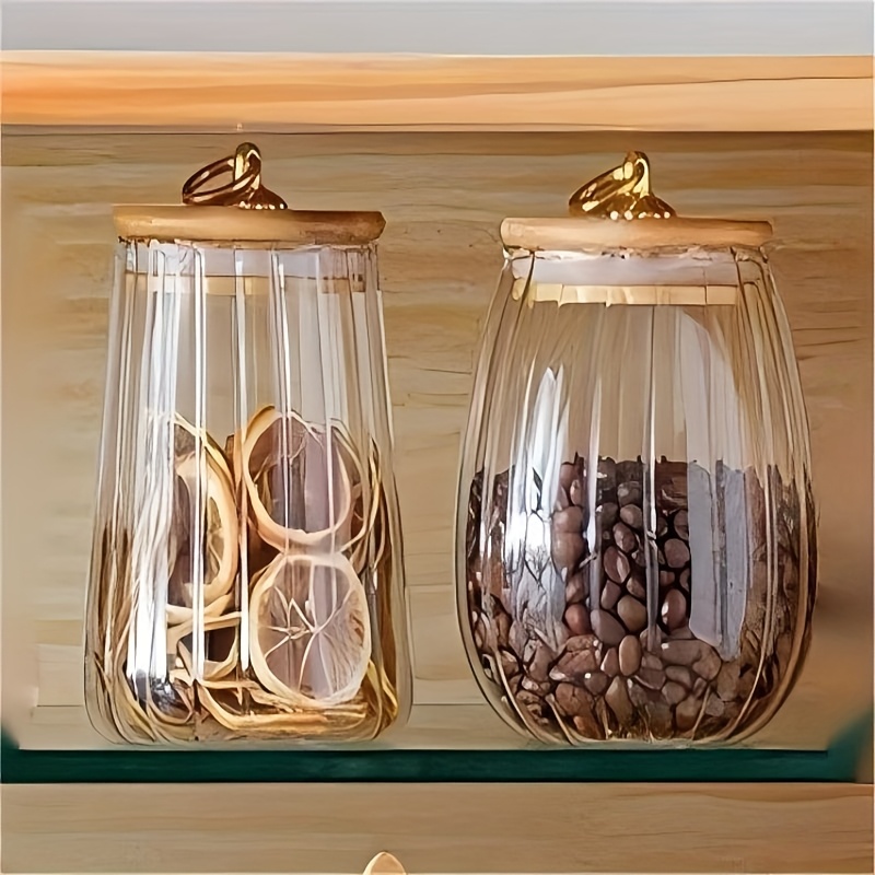 TEMU Barattolo in Vetro Borosilicato per T癡, Caff癡, Frutta e , Barattolo Ermetico Antiumidit� per Cucina, Grande Capacit� per Snack