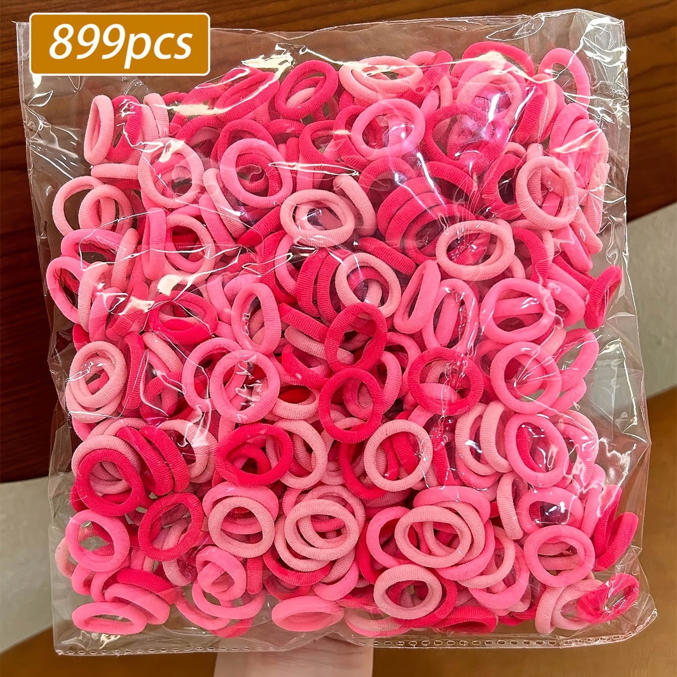 Image of 899pcs+one Free, High Elasticity Seamless Pink Easy Hair Ties Suitable For Daily Ponytails And Sports Fitness