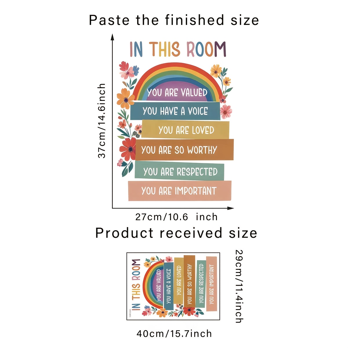 1pc of Rainbow Flower Motivational Wall Sticker, Creative Self-Adhesive, Removable, Double-Sided Visible PVC Decorative Sticker, Beautifying Decor for Living Room, Bedroom, Dining Room, Study, Bathroom, Doors, Windows, And Glass