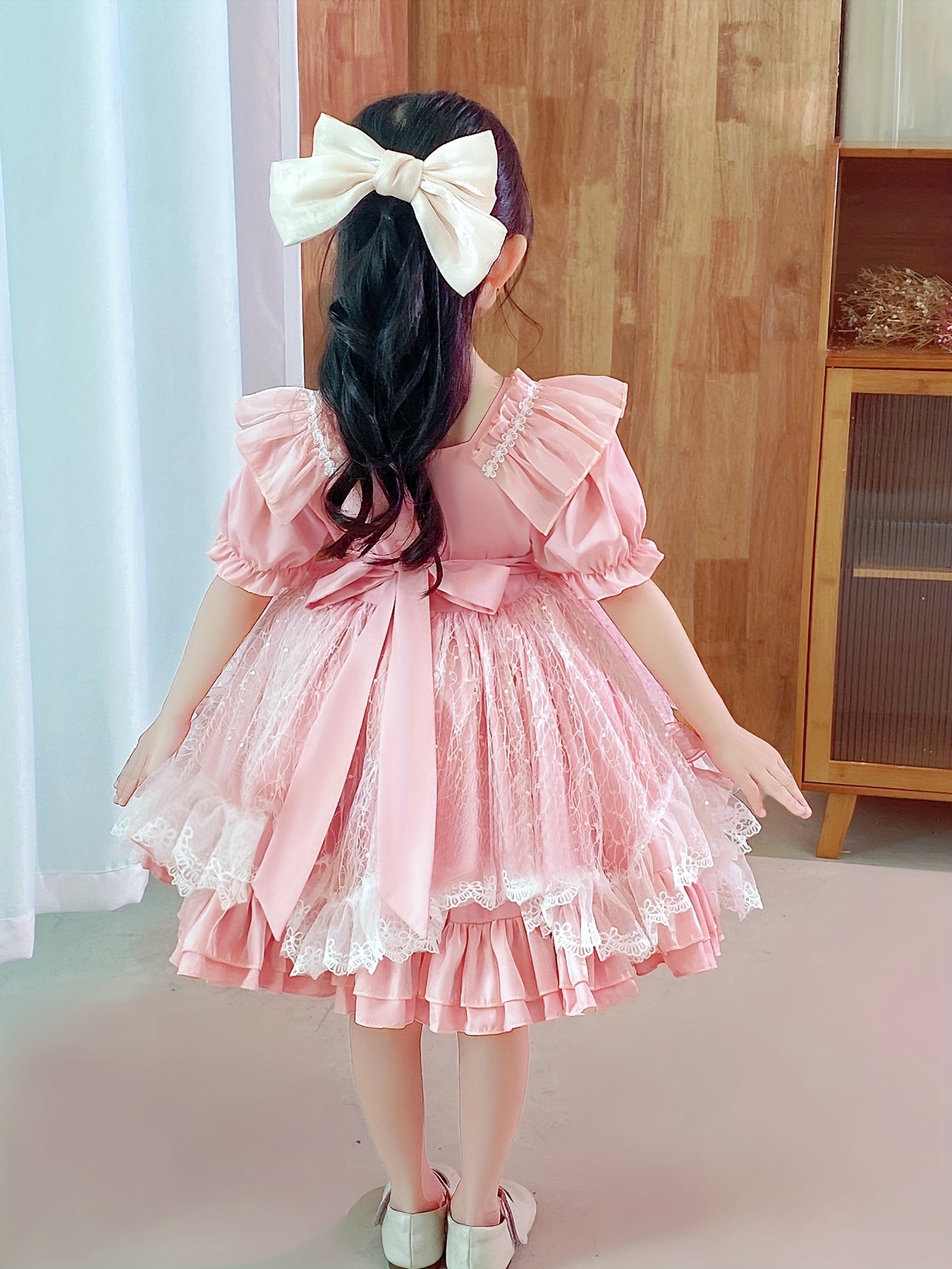 girls pink tutu dress bow detail cute a line party birthday - Temu Kuwait
