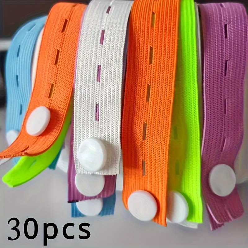 

30pcs Adjustable Elastic Bands With Buckle Holes For Organizing Travel Clothes, Drawers, And Wardrobe Space