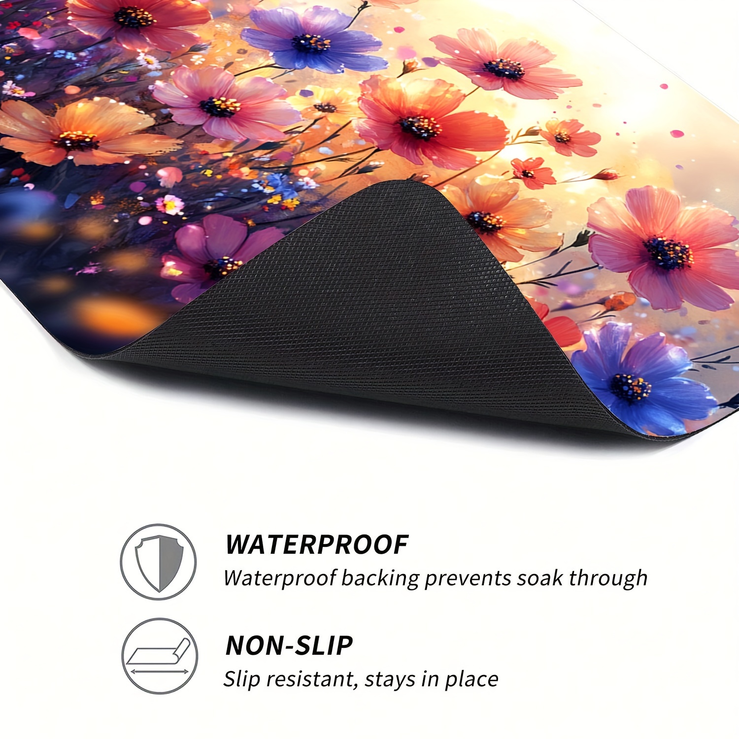 floral washing machine dust cover mat 1pc polyester universal quick dry protective top pad for washer dryer and small appliances   decor absorbent anti dust topper easy   washable multi use decorative pad details 4