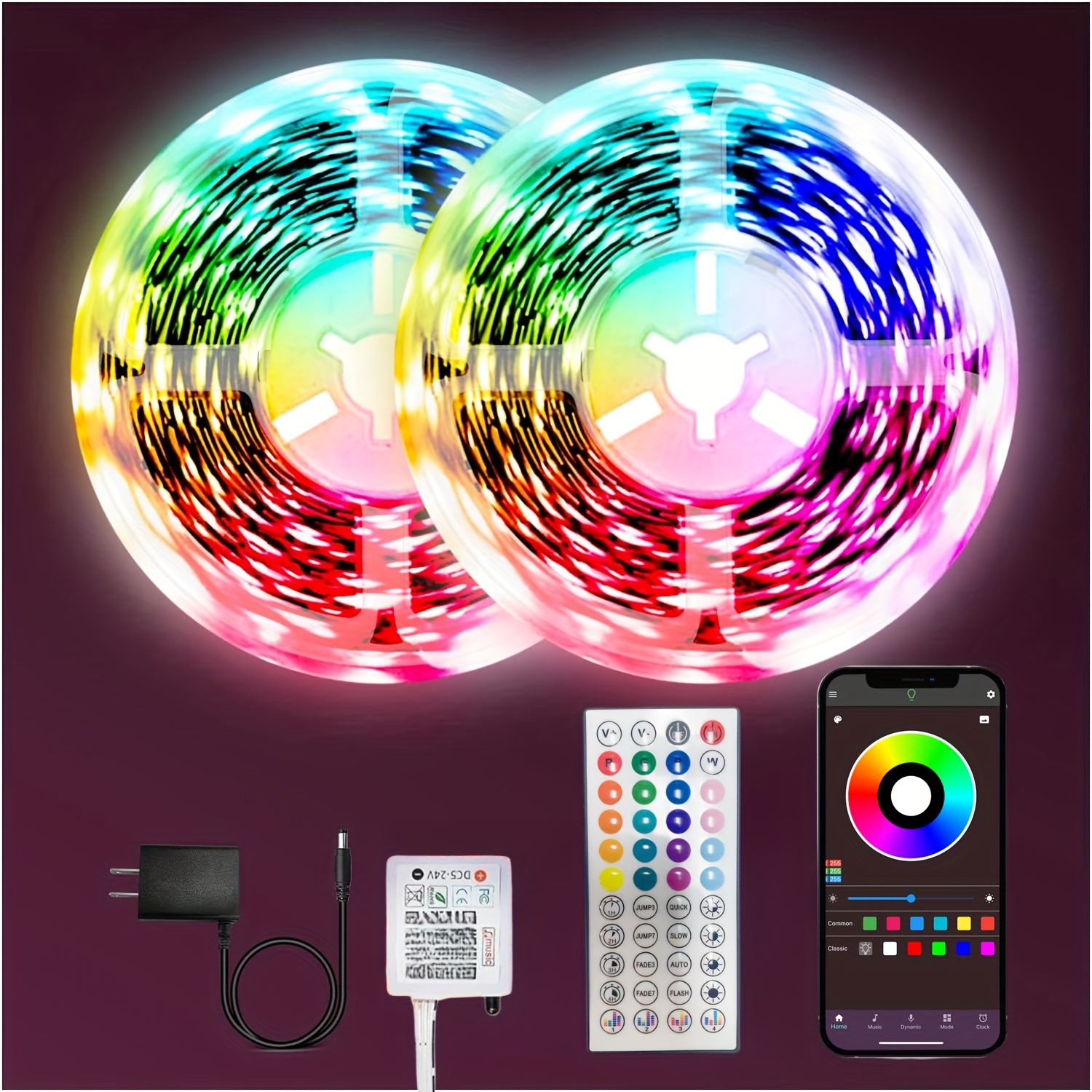 Tenmiro Led Lights for Bedroom 100ft(2 Rolls of 50ft) Smart Music Sync  Color Changing LED Strip Lights with App and Remote Control RGB LED Strip,  LED