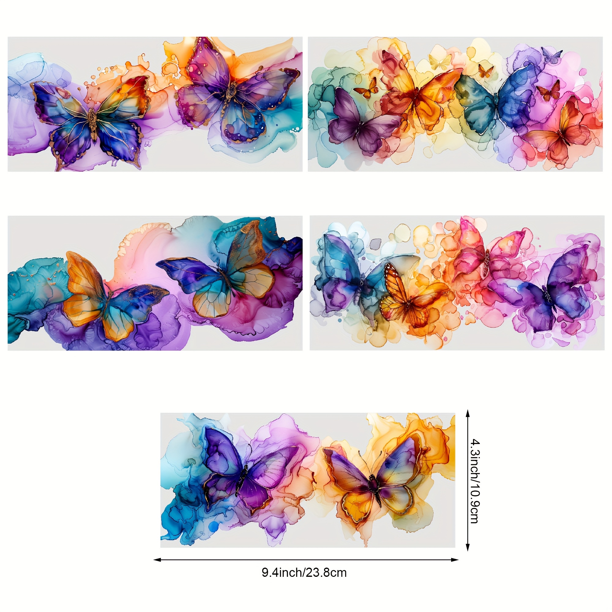 Image of 5 Sheets Color Rendering Uv Dtf Cup Stickers, Dtf Friction Transfer Stickers, High Quality Transfer Stickers For 16oz Glass Cups, Diy, Furniture, Crafts
