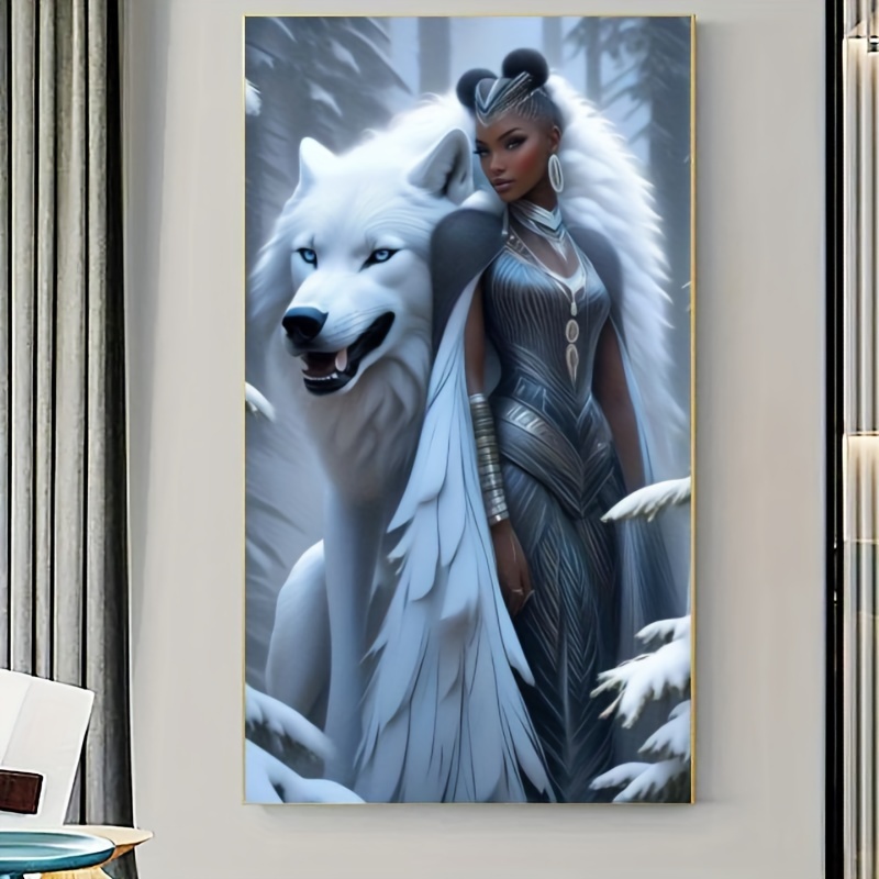 

50x110cm Diamond Painting Kit: Snow Wolf Princess Mosaic Art, Diy Mosaic Craft, 5d Diamonds, Acrylic Diamonds, Wall Art Decoration