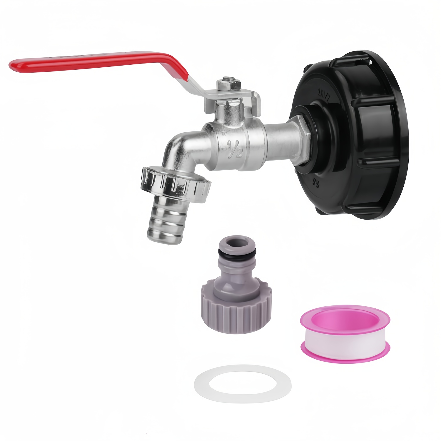 1/2in (1.27 Cm) Leakproof Brass Ibc Tank Adapter Valve Fittings, Faucet Set For S60x6 Water Storage Tanks, Garden Hose Connectors, Rust-proof And Leak-proof Replaceable Valve Fitting Parts