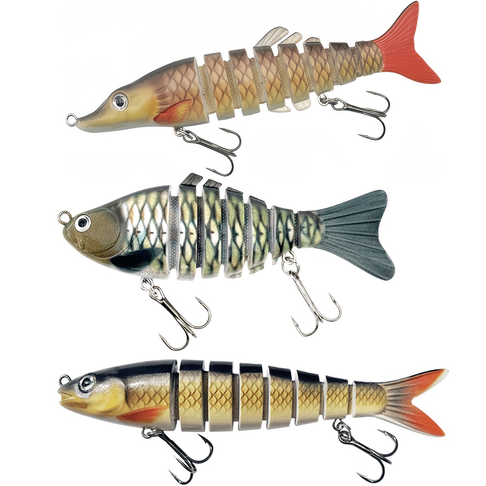 TEMU Kit de leurres artificiels 3 pièces/set, ensemble de leurres durs, matériel de rangement pour leurres de pêche, inclut , leurres, hameçons et
