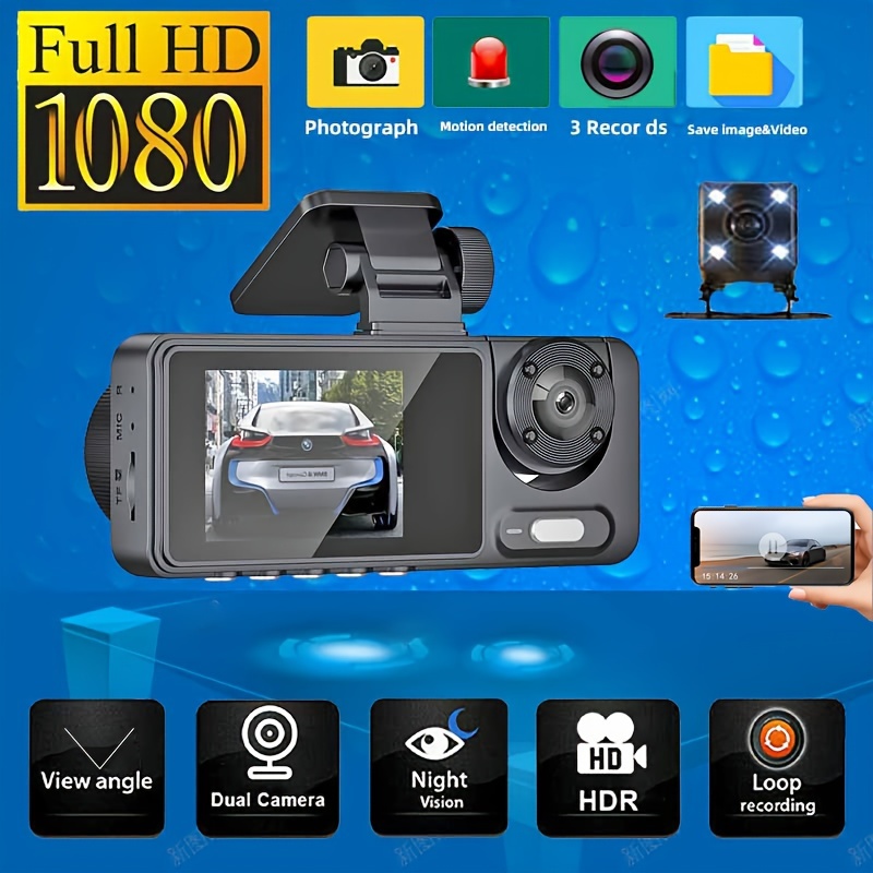 hd 3 video recording of the new event data recorder 1080p hd night vision car in front of the car in the car at the same time reverse video images details 1