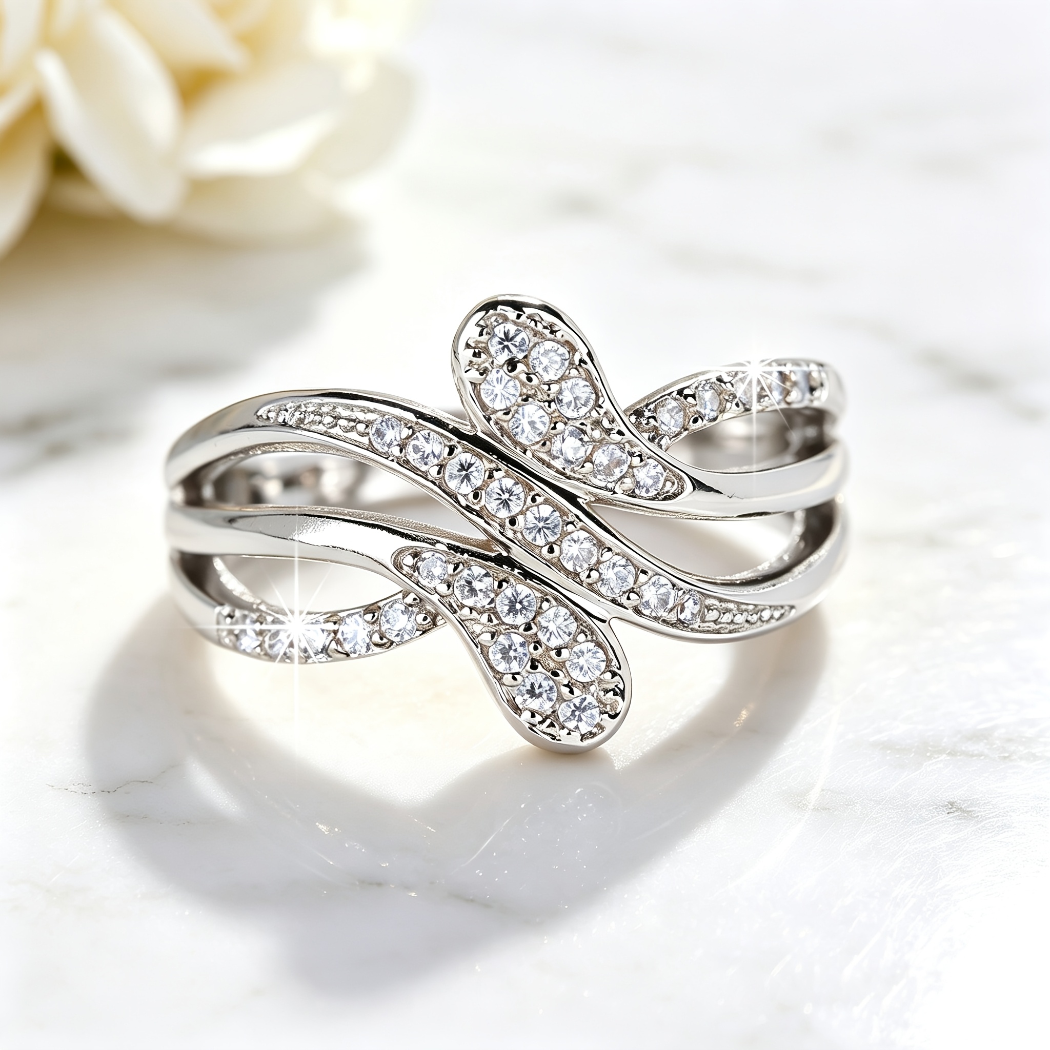 Women's Layered Wrapped Statement Ring, Light Luxury Accessory