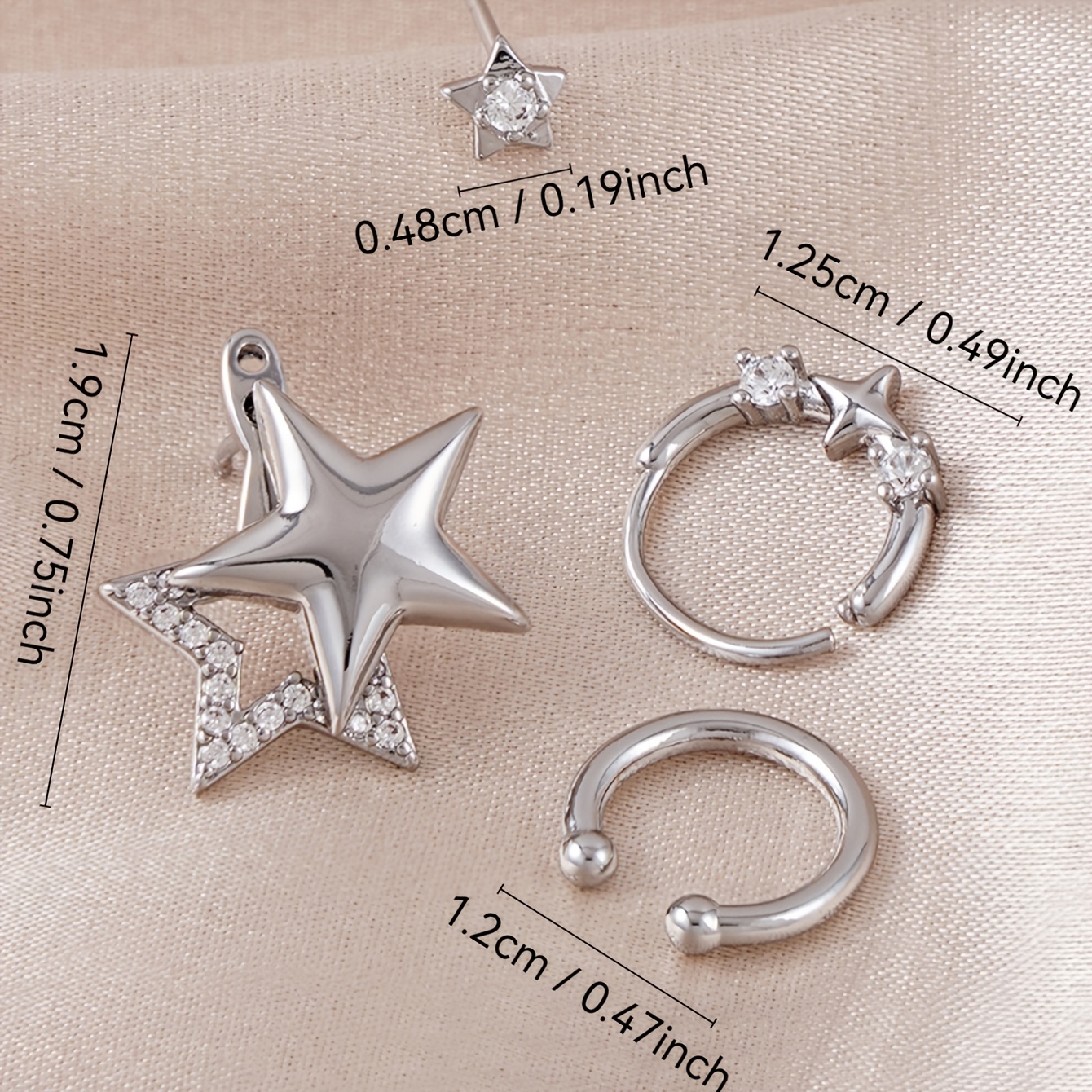 4pcs Women's Fashion Stud Earrings Set with Synthetic Zirconia