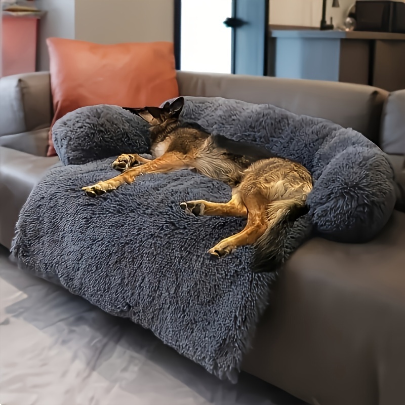 

1pc Plush Dog Bed Soft Dog Cushion, Dual-purpose Integrated Pet Nest Mat, Plush Dog Cushion Sofa Furniture Protector With Removable Washable Cover For Large Medium Small Dogs