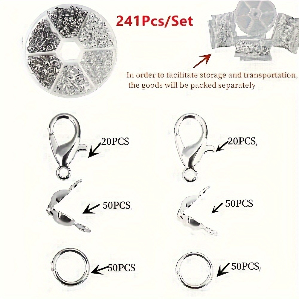 241pcs set jewelry making kits lobster clasp open jump rings - Temu