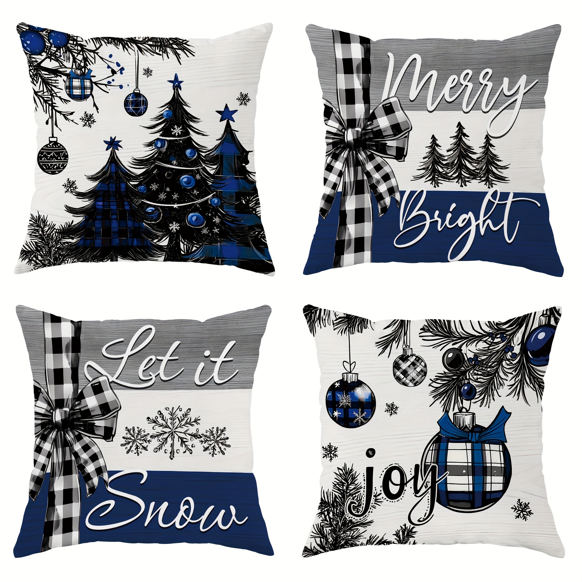 

4pcs Christmas Decorative Pillowcases 1 18in*18in For Christmas Sofa Bed Decor Inserts