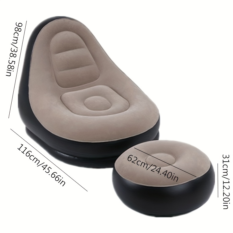 1 canapé gonflable d'extérieur avec repose-pieds | Portable, gonflage rapide, pliable et léger, idéal pour le camping, la plage, la piscine, le jardin, pompe à pieds incluse