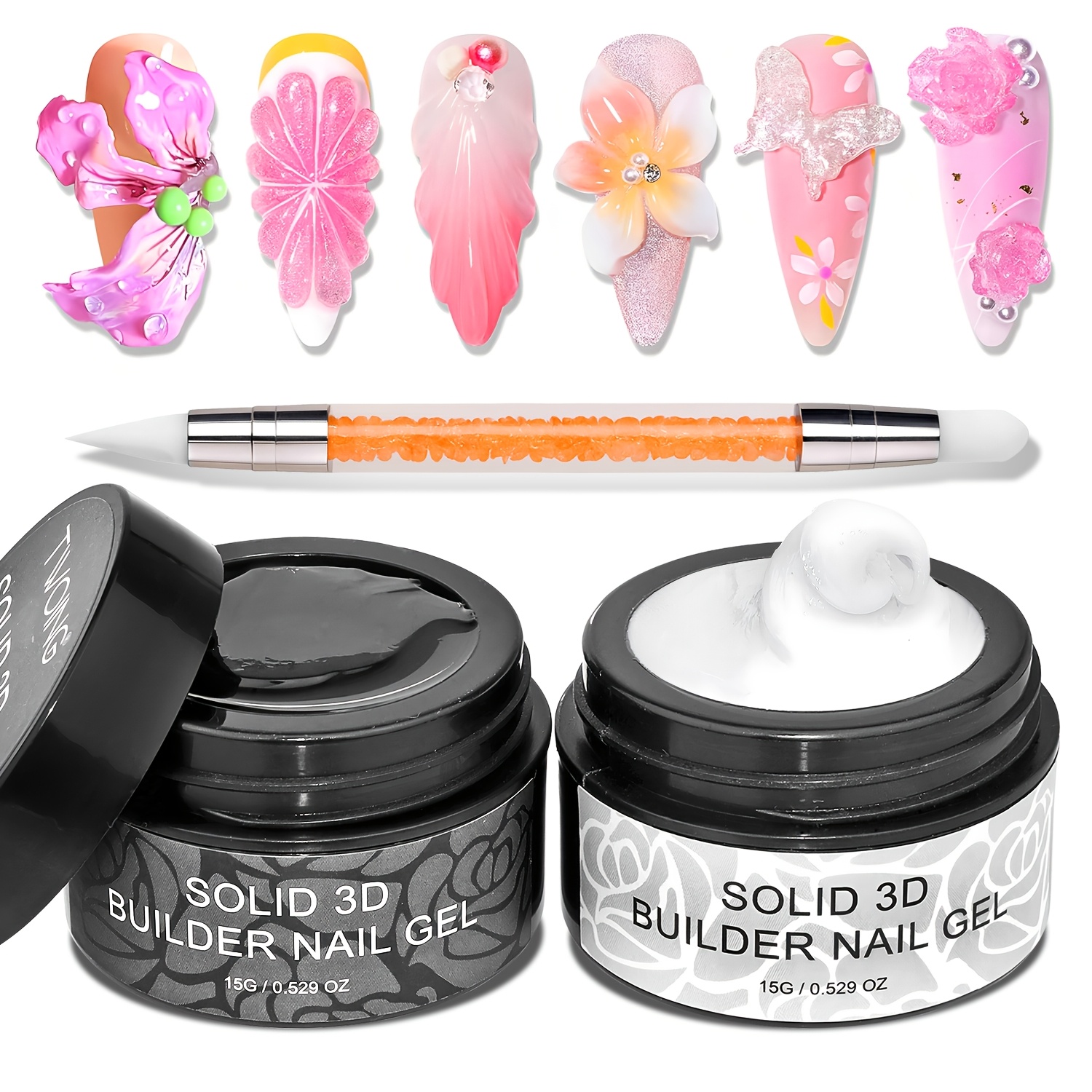   solid 3d builder nail gel non sticky hard gel for nail sculpture nail extension and 3d carving use with led lamp clear or white salon home nail   use