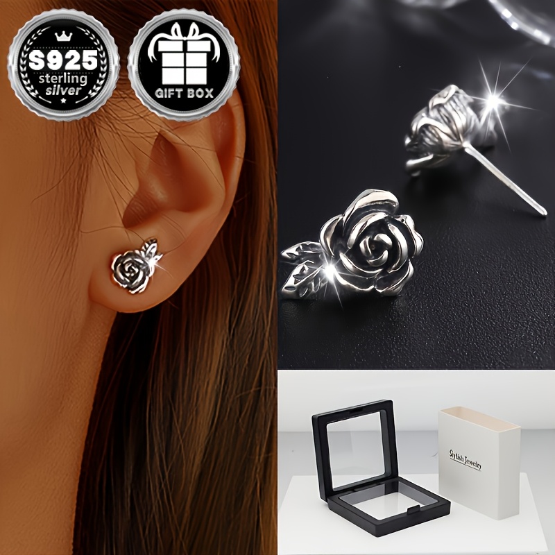 

2 paires de boucles d'oreilles en argent sterling 925, style gothique , 2,74 g, hypoallergéniques, parfaites pour d'Halloween, bijoux de mode pour femmes, .