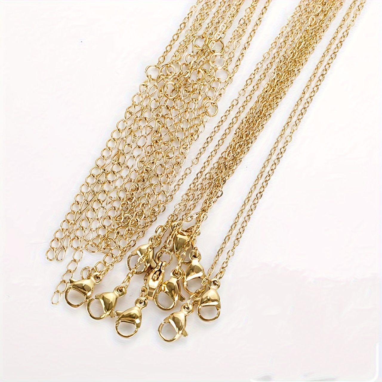 10-pack Women' Steel Chain Diy 45+5 Golden-tone Collarbone Chains