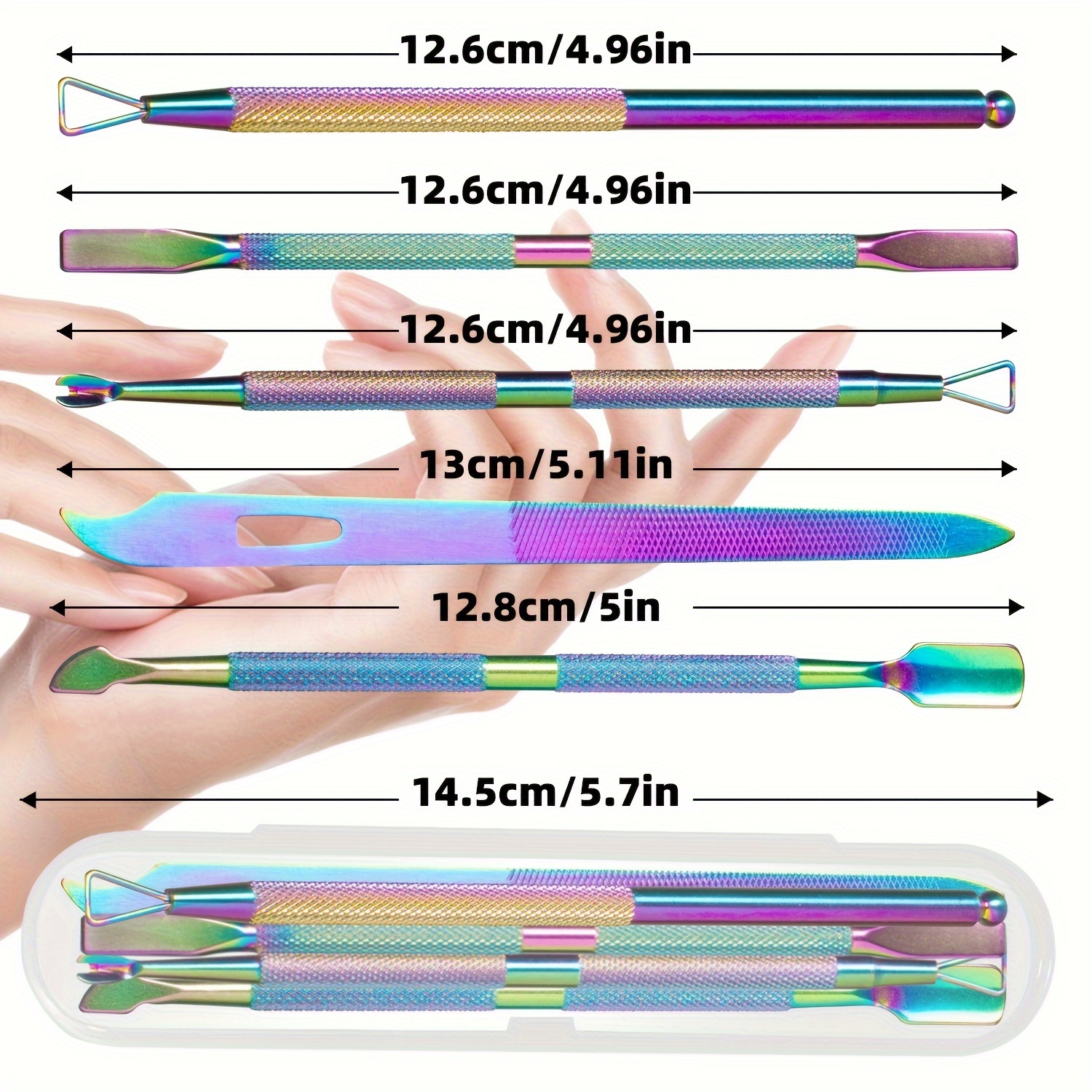 Image of Rainbow 5pcs Stainless Steel Nail Care Set - Professional Nail Care Tools For Fingernails And Toenails With , Gift For, Duangduangbiu, , And Precise Trimming - Ideal For Manicure And Pedicure At Home
