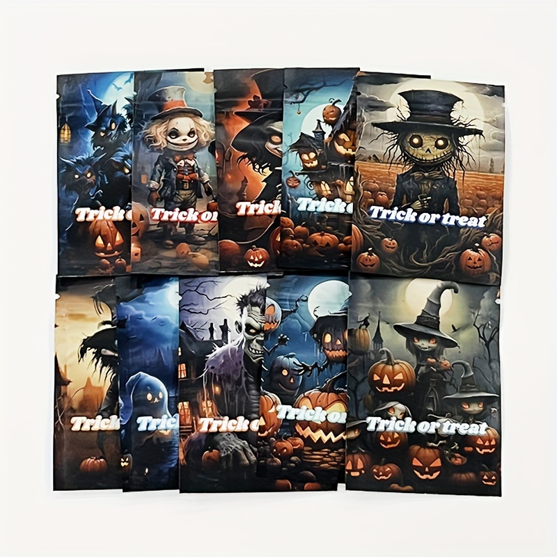 

100pcs 7x10cm Resealable Ziplock , Halloween Smell Pouches, Trick Or Treat Favors, Hallowmas Packaging, Plastic All Day Supplies