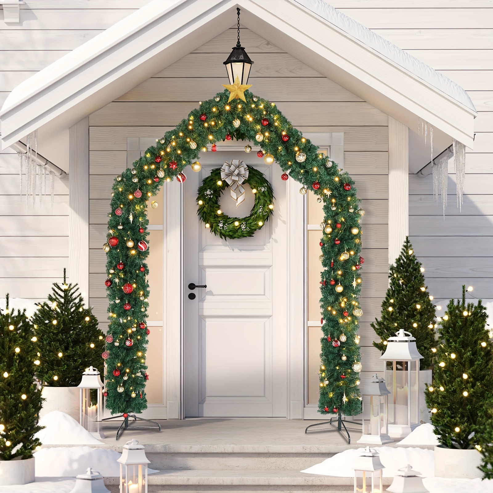 

Christmas Arch Holiday Arch Decoration 240*40*260cm 1860 Branches Pvc Green