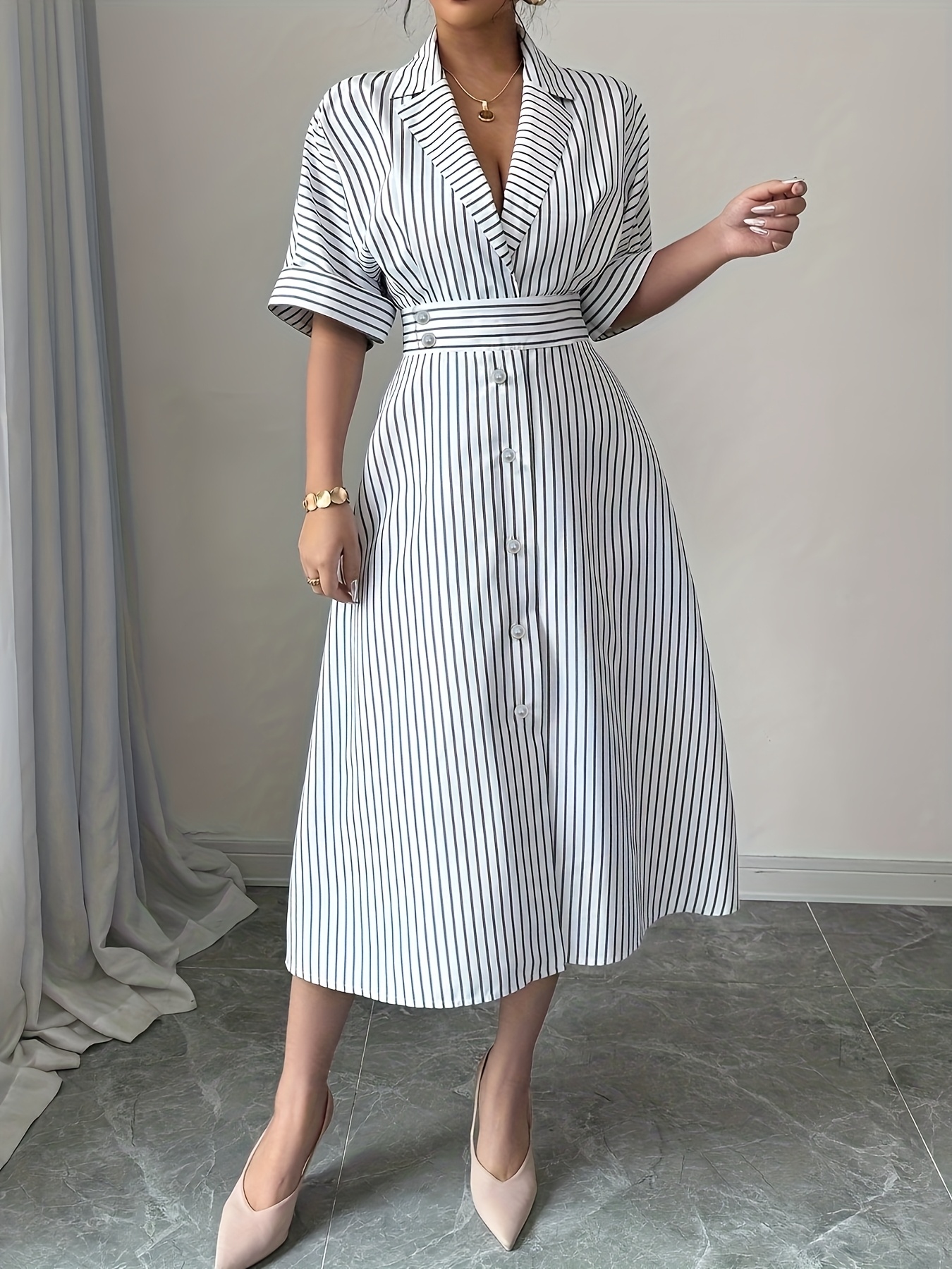 Robe Rayée Noire Et Blanche ASOS Taille 8 - Occasion Très Bon état, Longueur Genoux