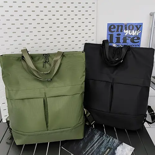 large capacity multifunctional backpack mens and womens backpack solid color shoulder tote bag