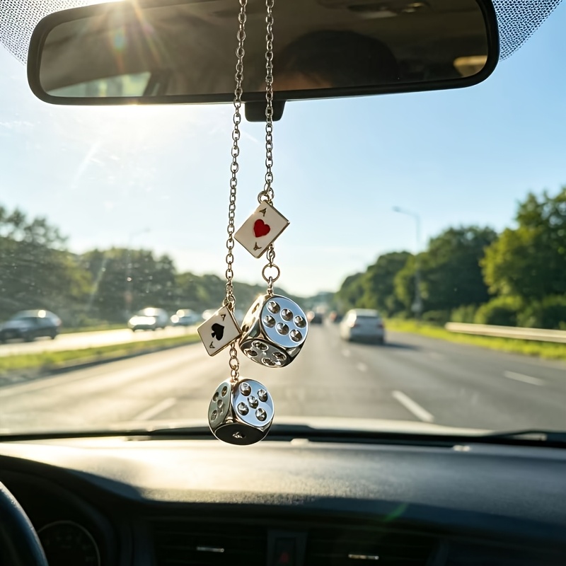 TEMU 1 pz Lucido, Poker, Ciondolo per Specchietto Retrovisore Auto, Decorazione , Scelta Decorazione Interni Auto da , Anche Come Regalo per Famiglia