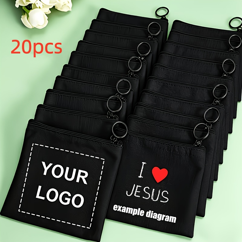 TEMU Cadeau pour elle/lui 20pcs Porte-monnaie/tas à sacs cadeaux à motif personnalisé//Logo - Blanc/Noir Élégant Sac de toilette à fermeture éclair