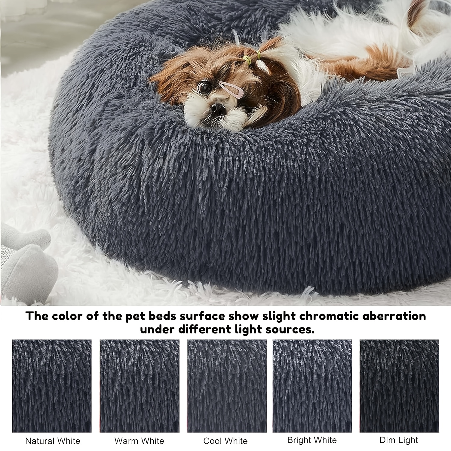 Plush Round Pet Bed in Living Room