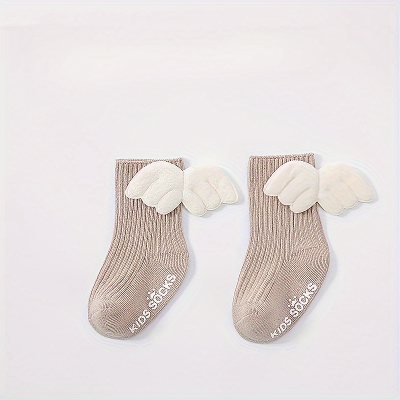 Image of Baby Socks Cute Autumn Winter Newborn Infant Cartoon Wings Socks Anti-slip Mid-calf Socks