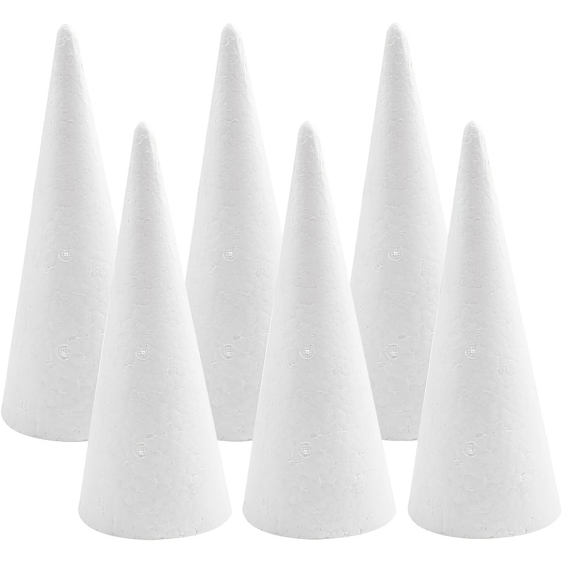 

6pcs High Density Craft Foam Cones (9.4*29.7cm/3.7 X 11.7 Inches), White Polyethylene Cone Foam, Foam Tree Cones, For Arts And Crafts, School, Wedding, Birthday, Diy Projects.