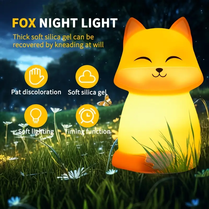 night light with color and a timer function this rechargeable fox night light is bedrooms and living rooms making it a decoration suitable for new year parties and valentines day gifts Product details 1