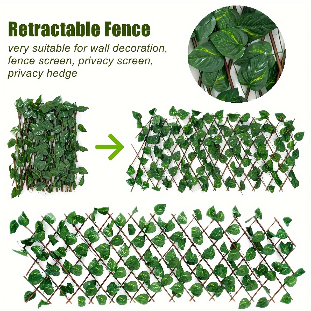 

2 Type Artificial Ivy Privacy Fence Screen, Privacy Wall, Privacy Screen, Artificial Faux Ivy Hedge Leaf & Vine Privacy Fence Wall Screen, Outdoor Decoration, Garden, Yard (81 X 27.5 Inch)