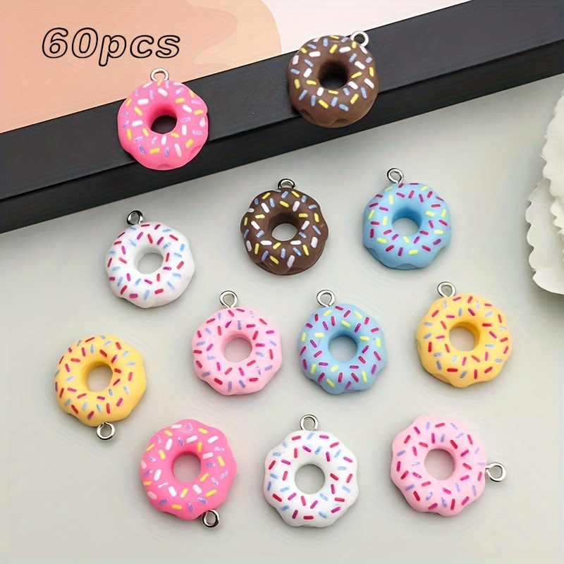 

60pcs17*21mm Mixed Color Resin Simulation Miniature Color Round Decoration Small Pendant, Diy Necklace, Earring, Key Chain Decoration Pendant, Used For Jewelry, Hair Accessories Parts