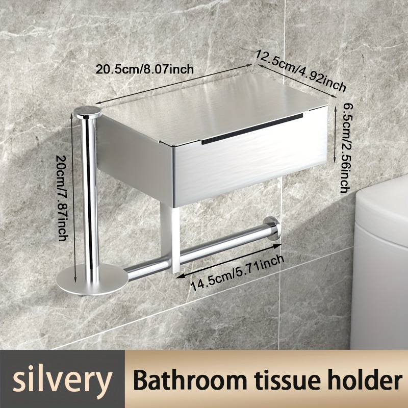 1pc Toilet Paper Holder, Bathroom Tissue Rack, Wall-mounted Tissue Dispenser, Bathroom Tissue Box, Bathroom Accessory, Bathroom Storage And Organization