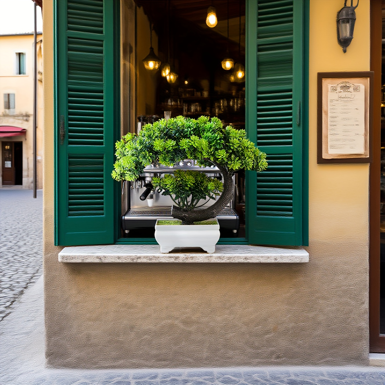 1pc Artificial Green for Lotus Bonsai Tree Plant, Faux Simulation Greenery, Suitable for Indoor/Outdoor Decoration: Cabinets, Corridors, Hotels, Gardens, Courtyards, Gifts, Living Rooms, Offices, Bedrooms, Display Cabinets, Bookshelves, Bathroom