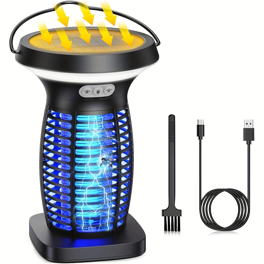 TEMU Solar Bug Zapper Outdoor, 3-in-1 Zapper Outdoor Solar Powered, Cordless Electric Bug Zapper Indoor With Night Light, Fly Zapper For Patio