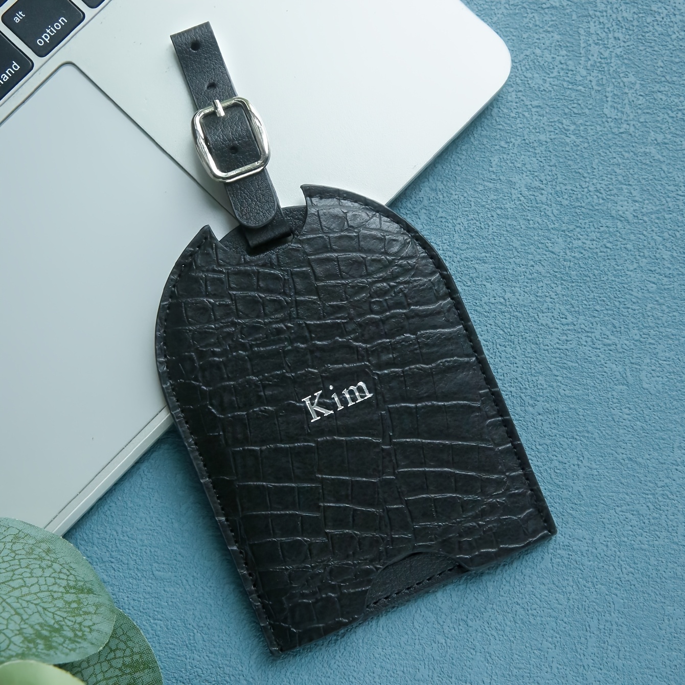 TEMU 1pc Customized Name Luggage Tag For Suitcases Personalized Name Baggage Tag,crocodile Texture Suitcase Tag With Privacy Name Card Customized
