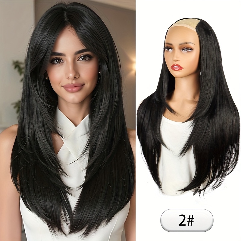 E-shop Synthetische V-förmige, mehrschichtige, lange, gerade Haarverlängerung - Unsichtbares Haarteil für einfache Anbringung und Haarstyling ohne